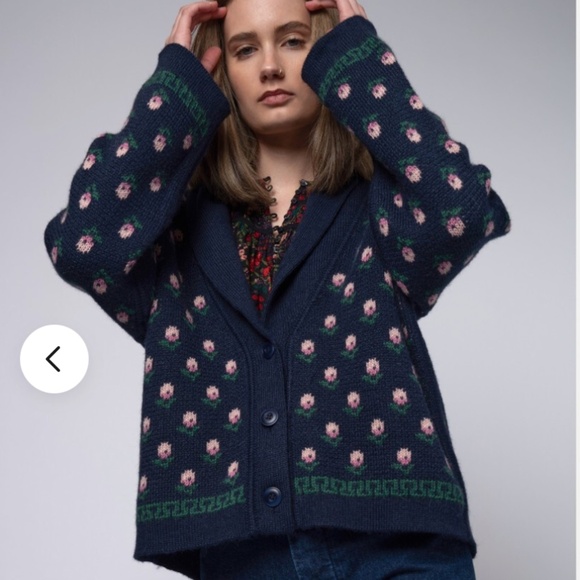 THE GREAT Bloom Lodge Cardigan size 2 Navy - Picture 1 of 11